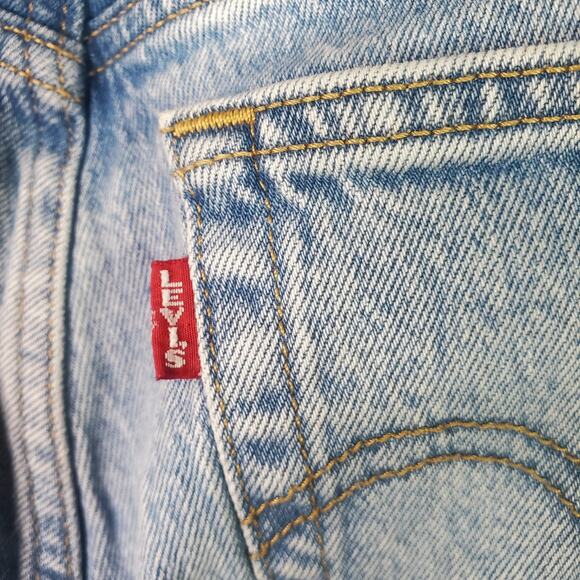 Levi’s PREMIUM Wedgie Straight Button Fly BIG E Blue Jeans Size 24 Stretch - Picture 9 of 12